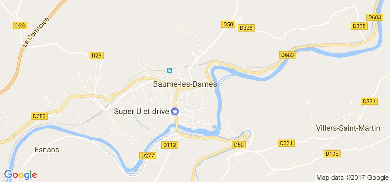 map de la ville de Baume-les-Dames