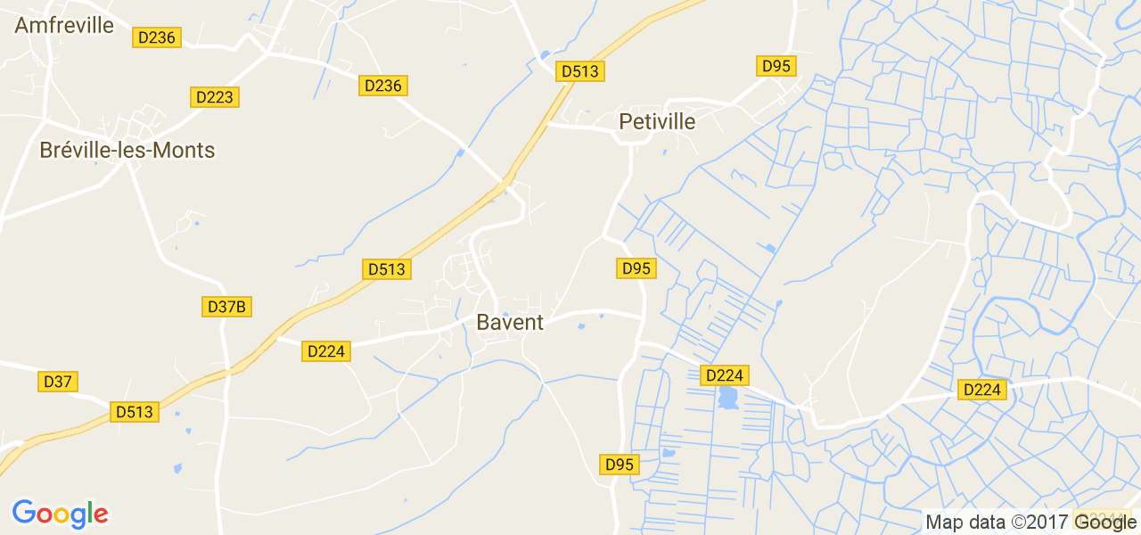 map de la ville de Bavent