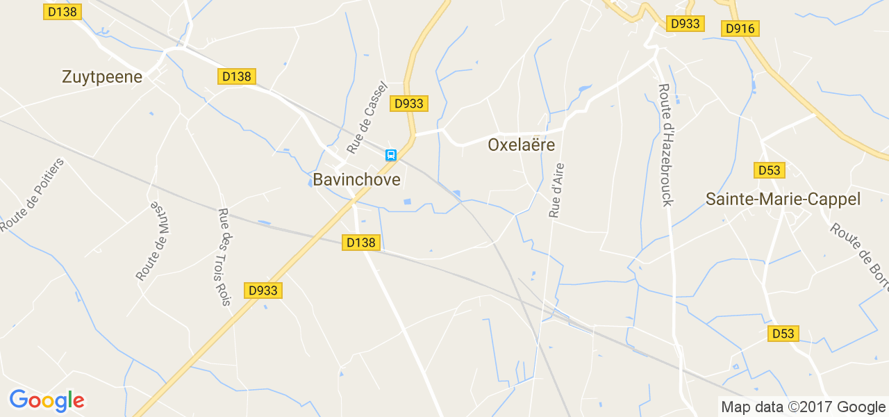 map de la ville de Bavinchove