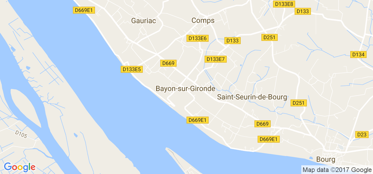 map de la ville de Bayon-sur-Gironde