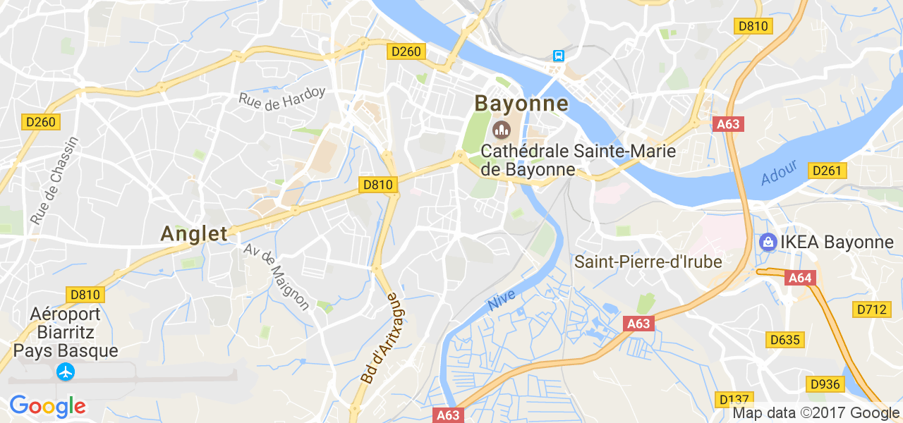 map de la ville de Bayonne