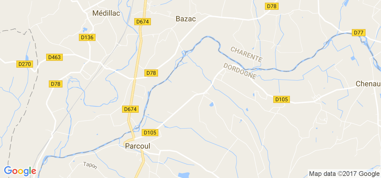 map de la ville de Bazac