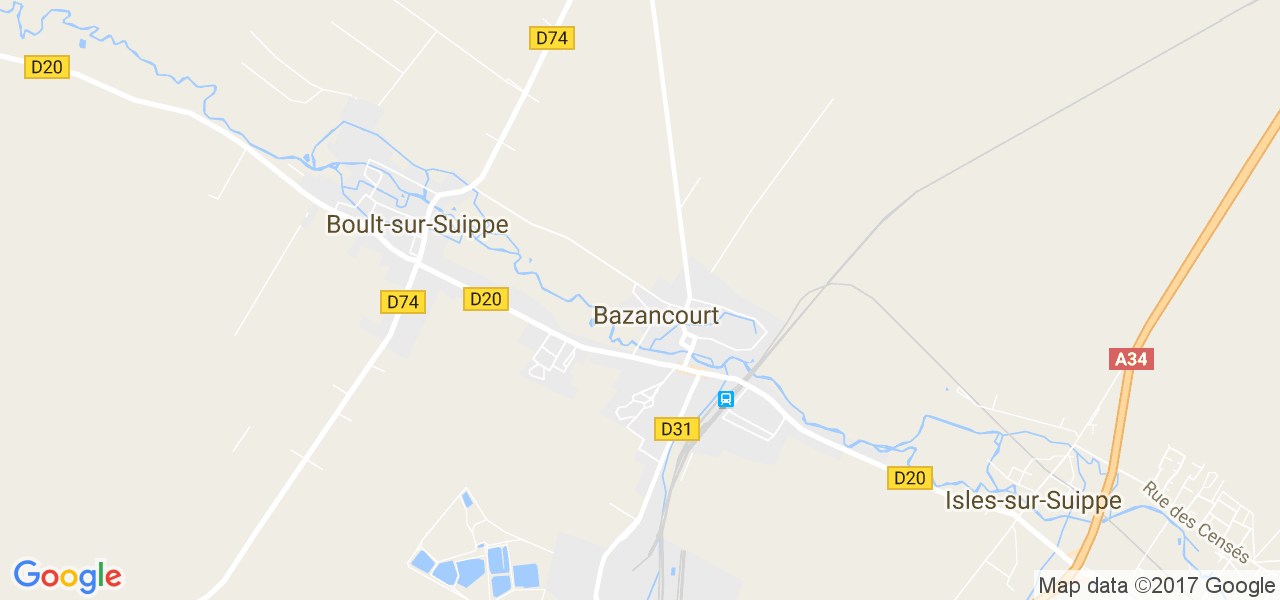 map de la ville de Bazancourt