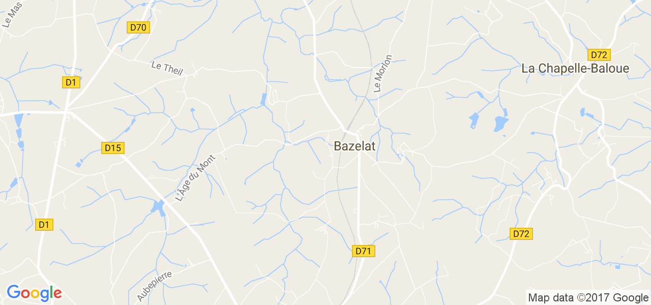 map de la ville de Bazelat