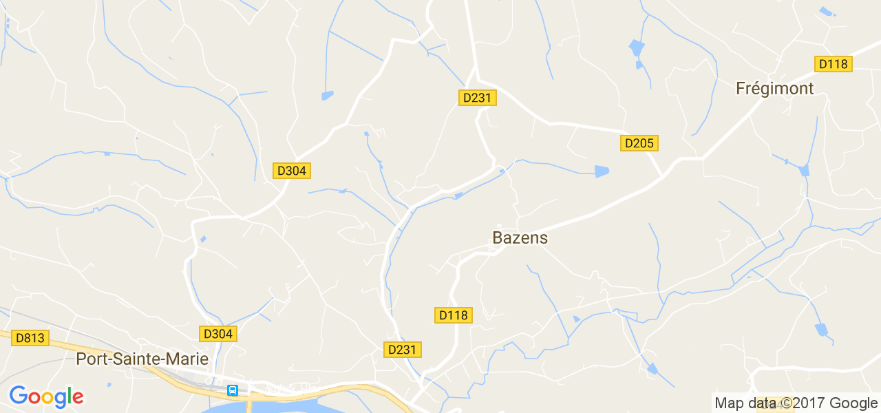 map de la ville de Bazens