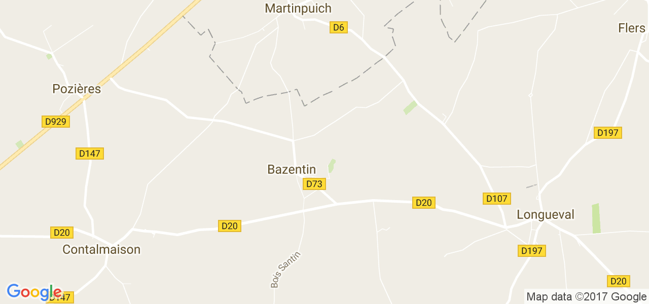 map de la ville de Bazentin