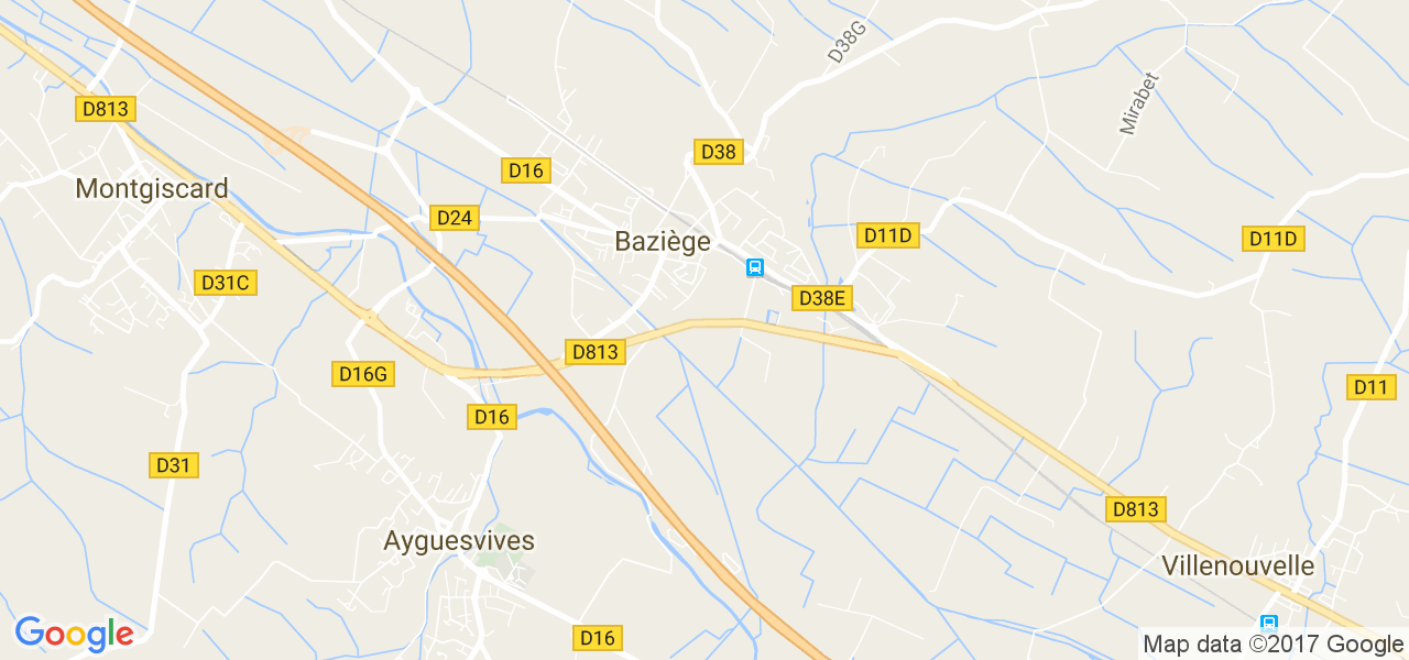 map de la ville de Baziège