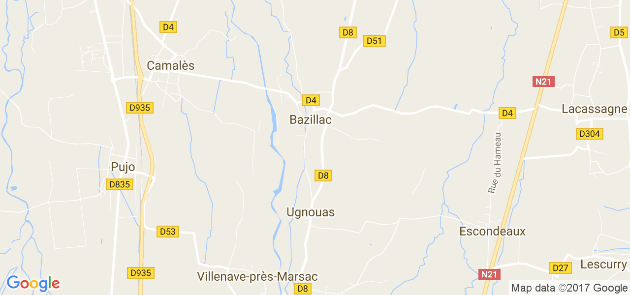 map de la ville de Bazillac