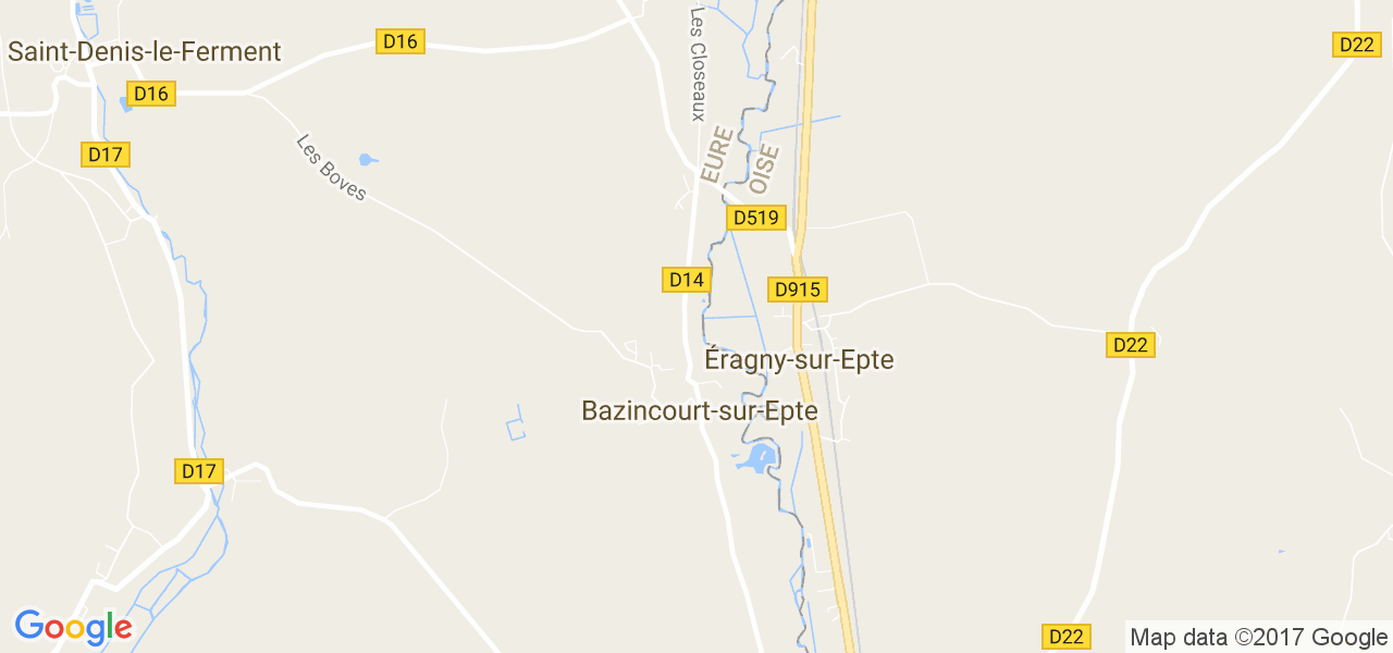 map de la ville de Bazincourt-sur-Epte