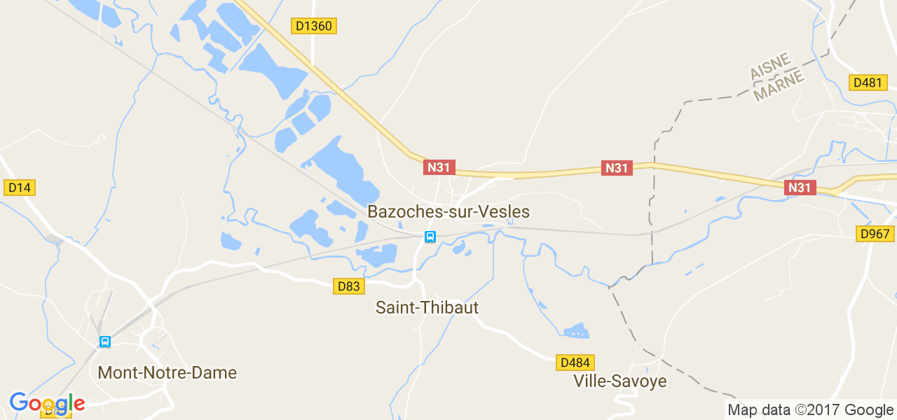 map de la ville de Bazoches-sur-Vesles