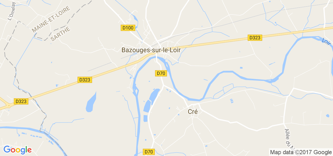 map de la ville de Bazouges-sur-le-Loir