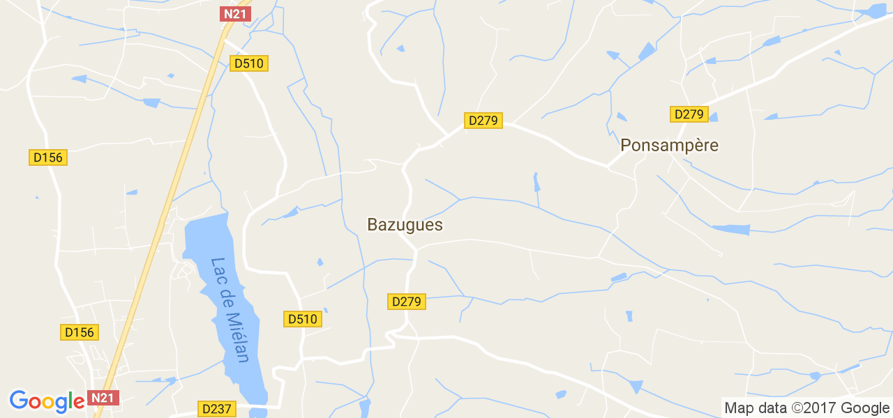 map de la ville de Bazugues