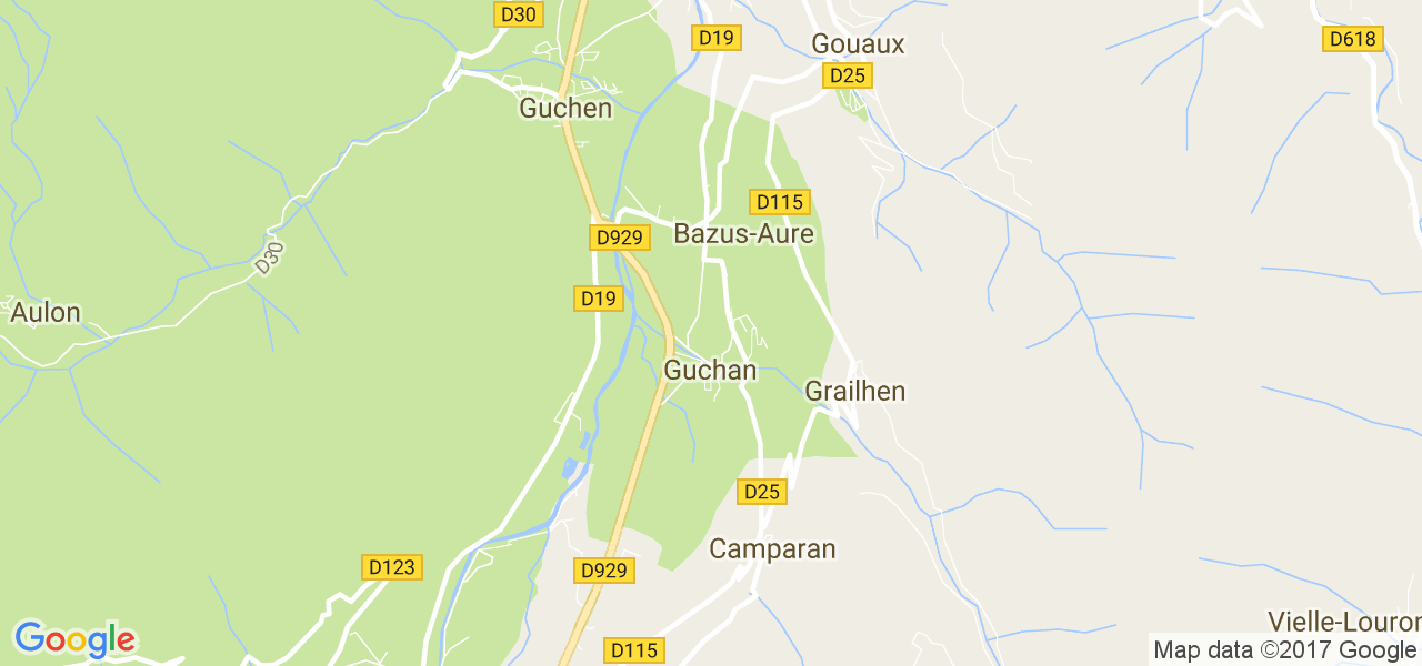 map de la ville de Bazus-Aure