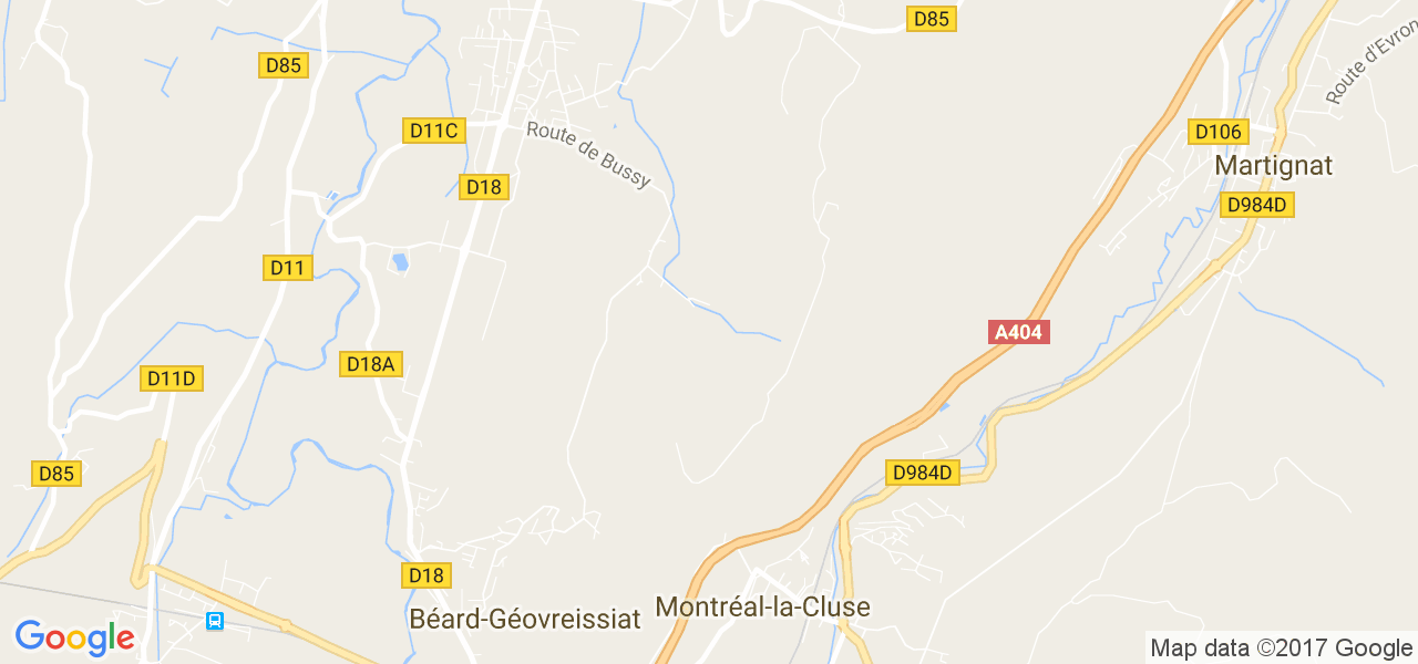 map de la ville de Béard-Géovreissiat