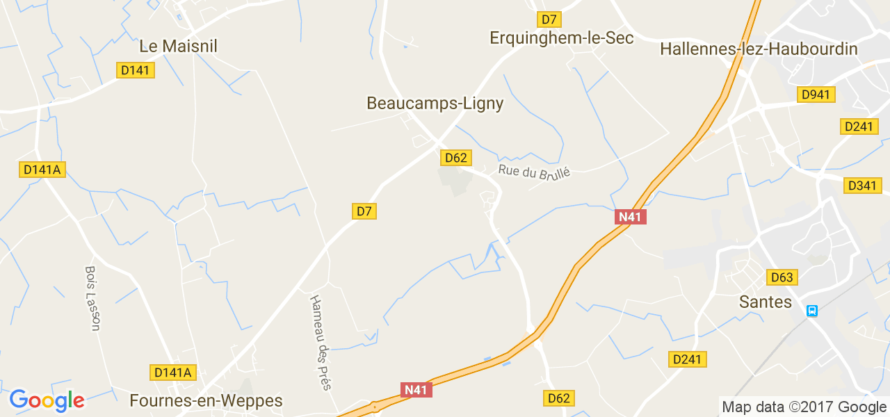 map de la ville de Beaucamps-Ligny