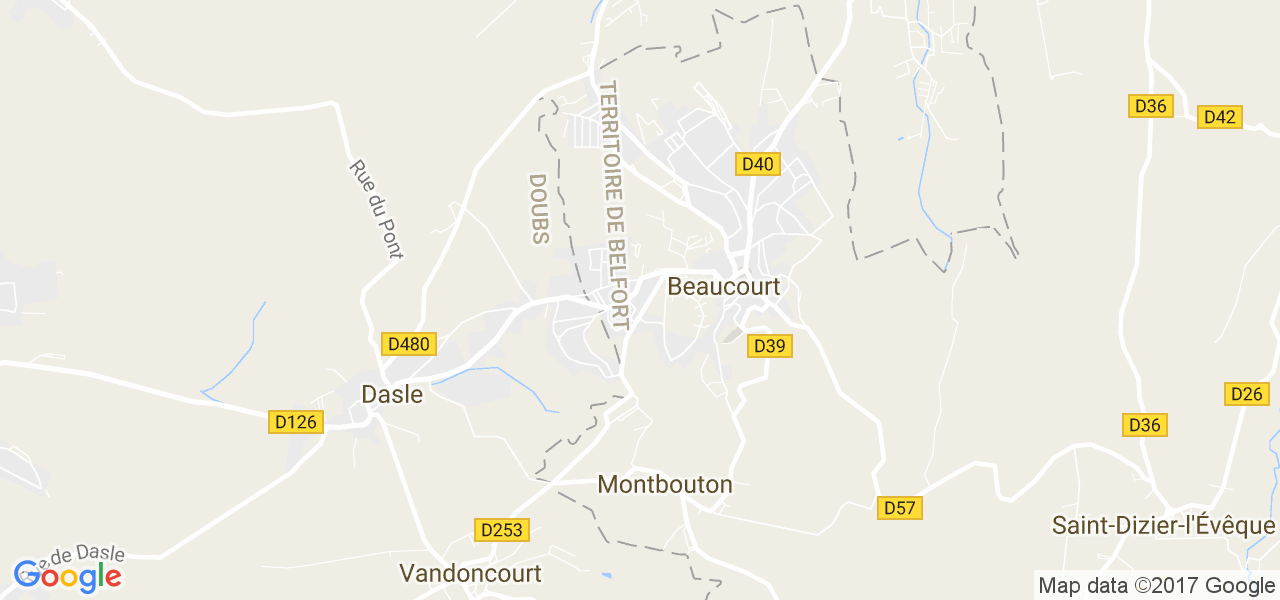 map de la ville de Beaucourt