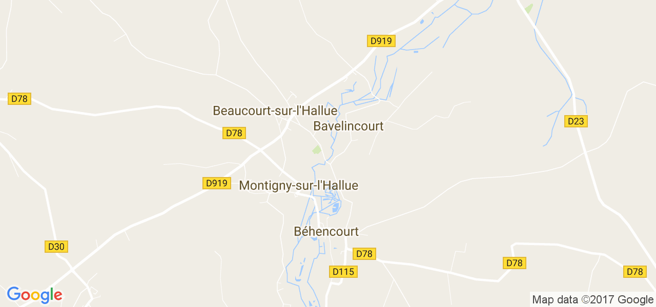 map de la ville de Beaucourt-sur-l'Hallue