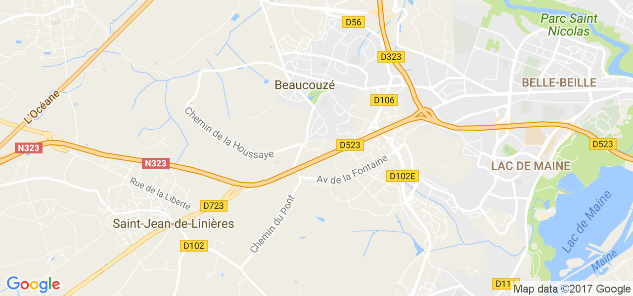 map de la ville de Beaucouzé