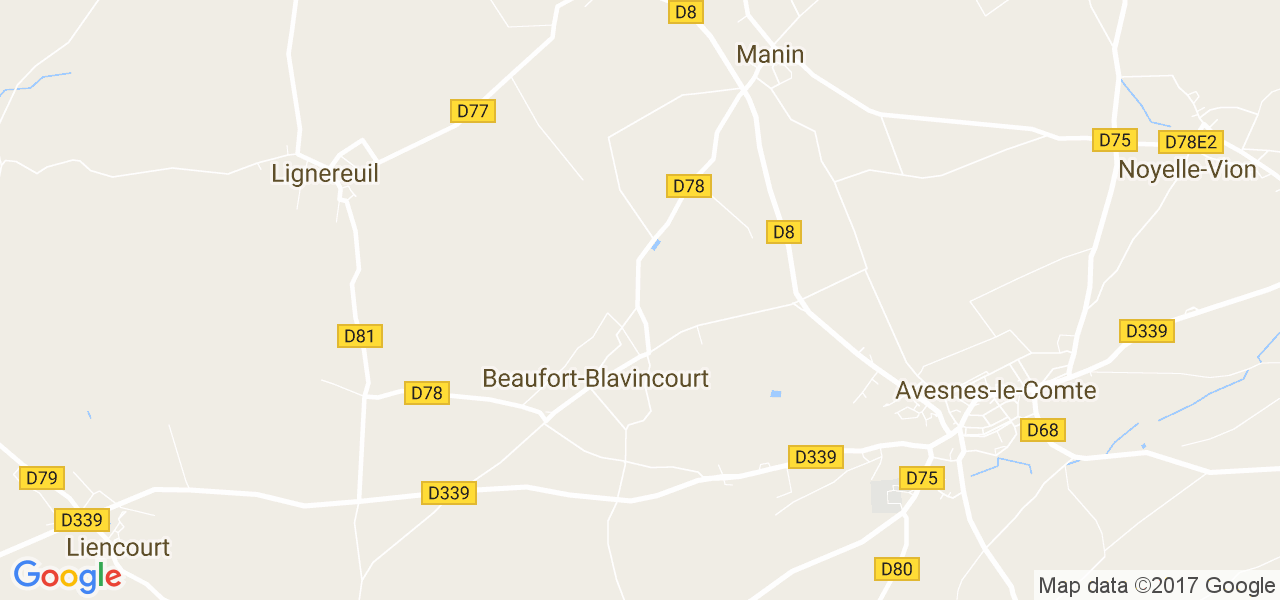 map de la ville de Beaufort-Blavincourt