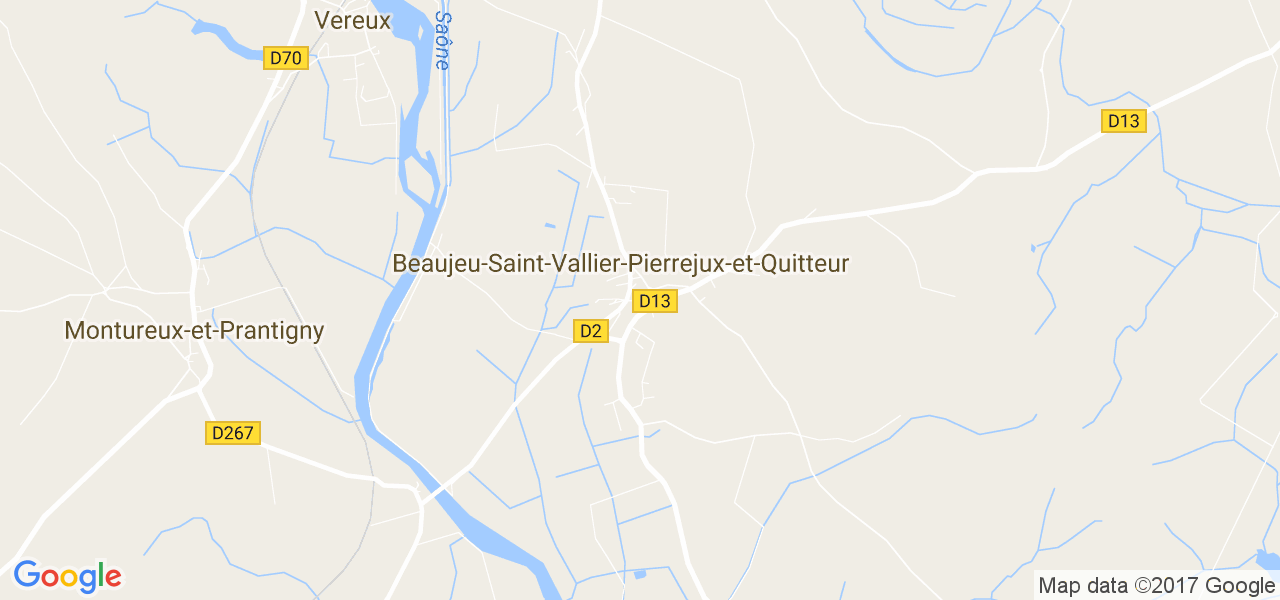 map de la ville de Beaujeu-Saint-Vallier-Pierrejux-et-Quitteur