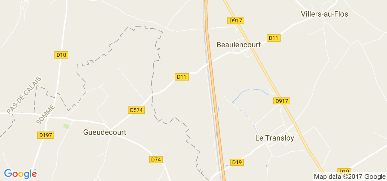 map de la ville de Beaulencourt