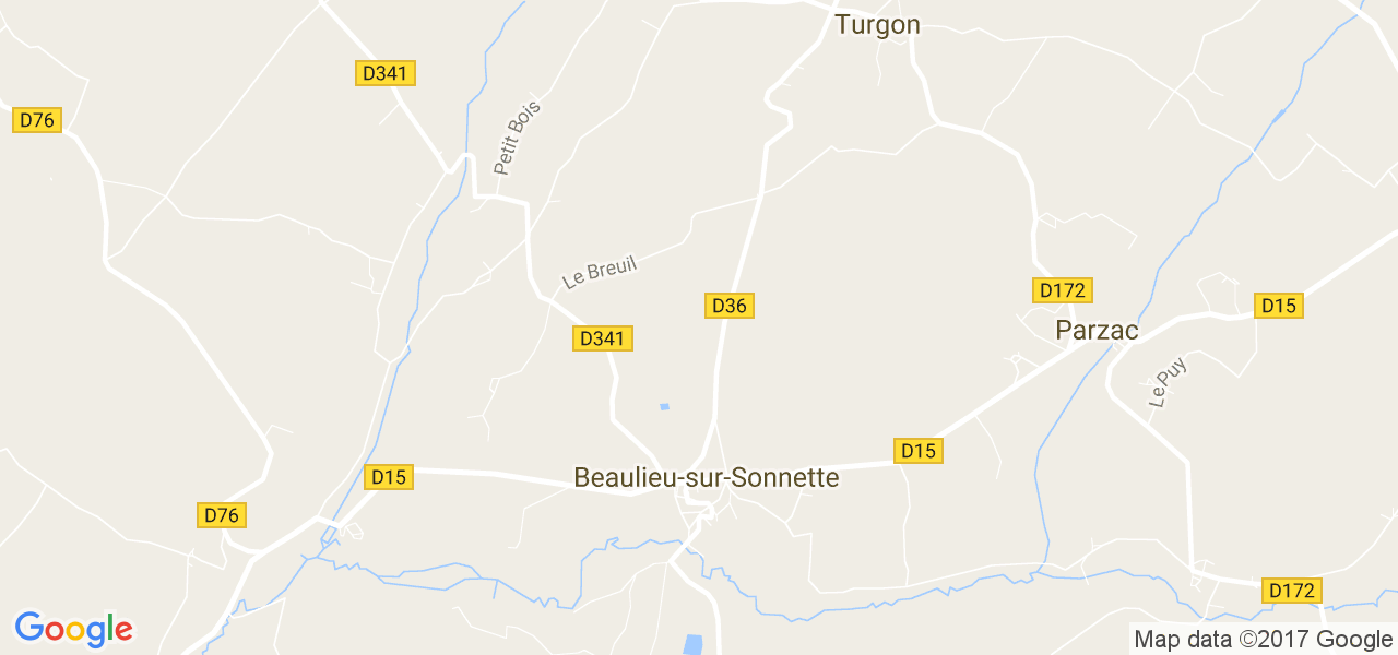 map de la ville de Beaulieu-sur-Sonnette