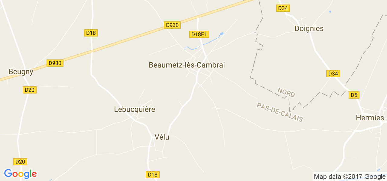 map de la ville de Beaumetz-lès-Cambrai