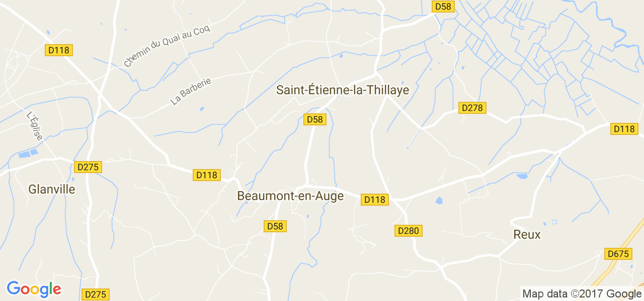 map de la ville de Beaumont-en-Auge