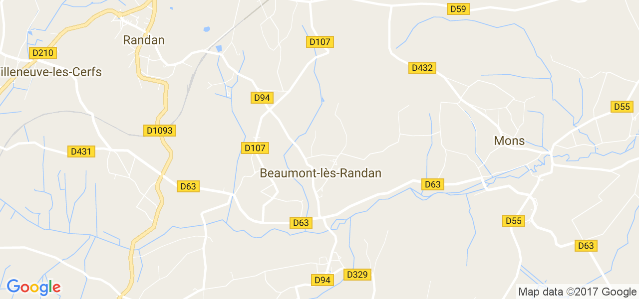 map de la ville de Beaumont-lès-Randan