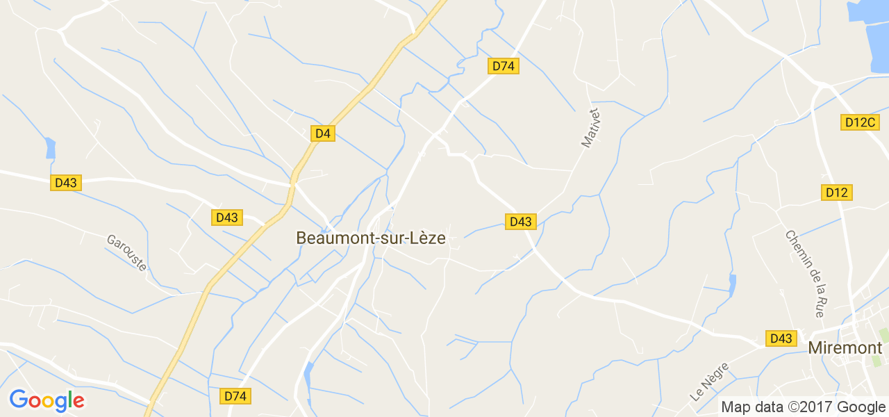 map de la ville de Beaumont-sur-Lèze