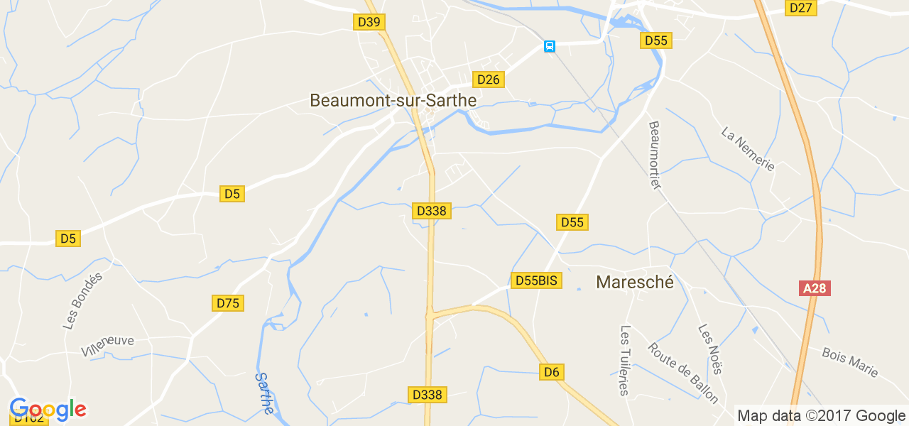 map de la ville de Beaumont-sur-Sarthe