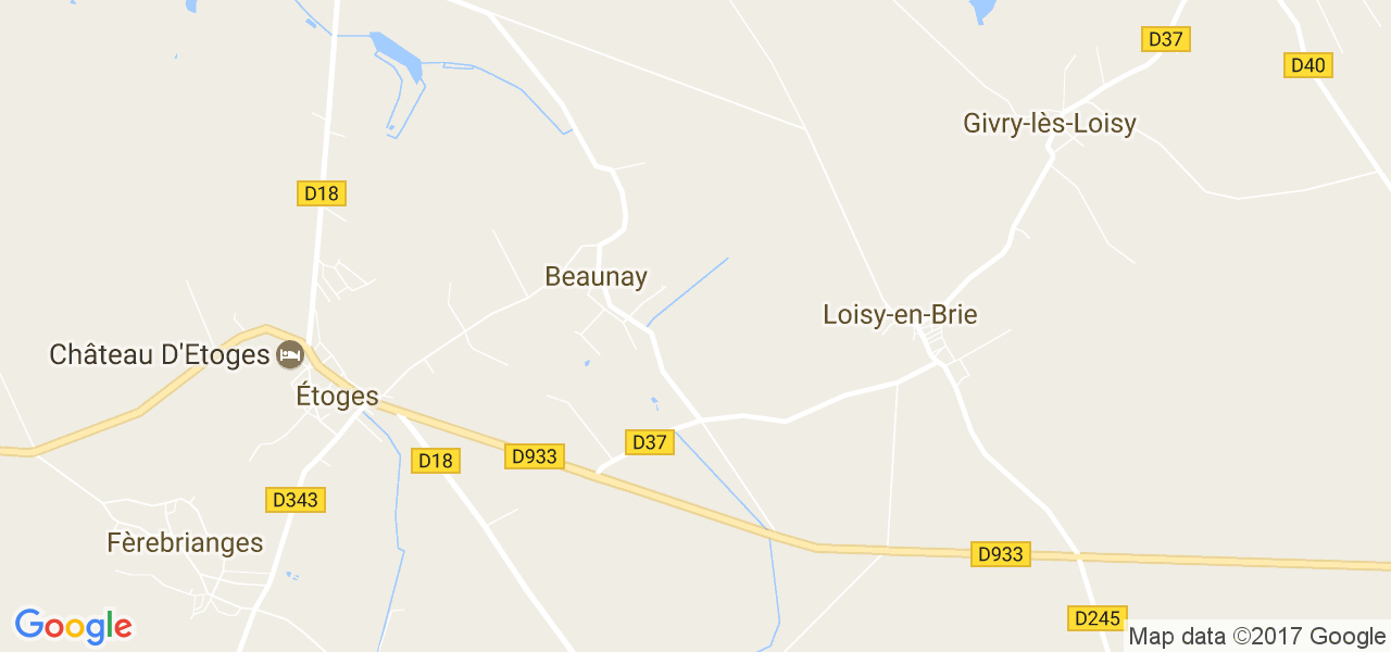 map de la ville de Beaunay