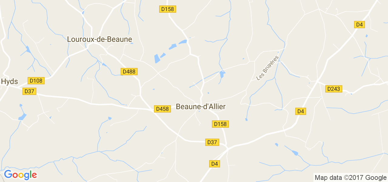 map de la ville de Beaune-d'Allier