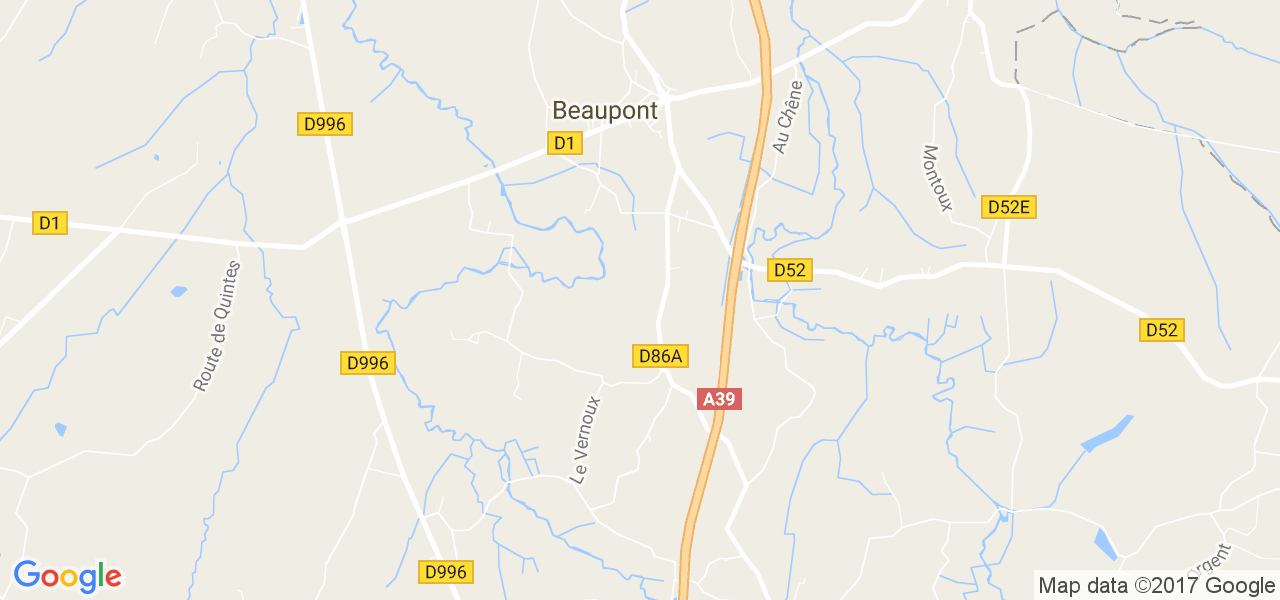 map de la ville de Beaupont