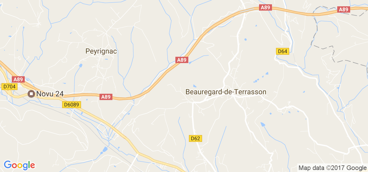 map de la ville de Beauregard-de-Terrasson