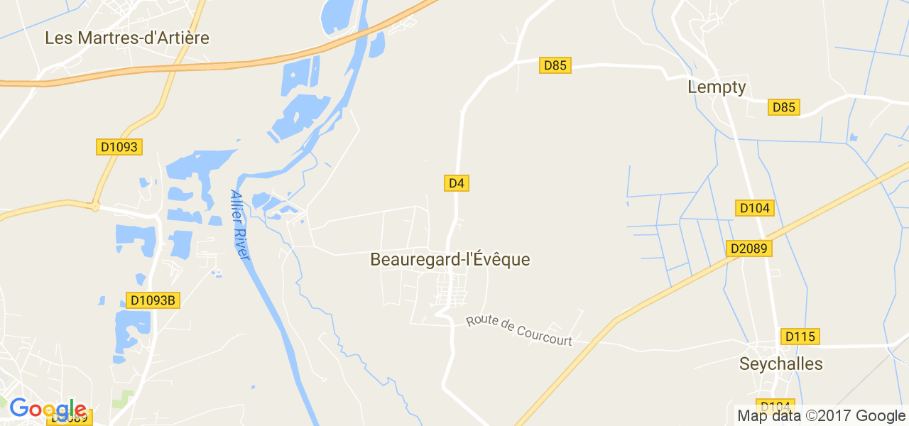 map de la ville de Beauregard-l'Évêque