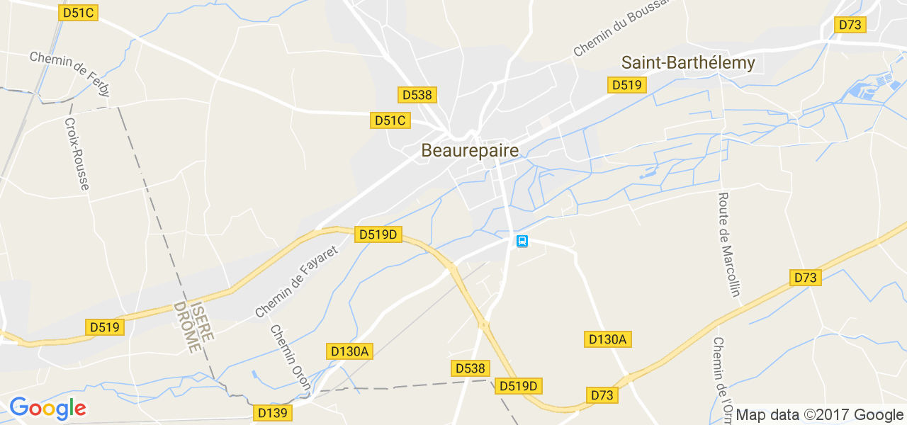 map de la ville de Beaurepaire