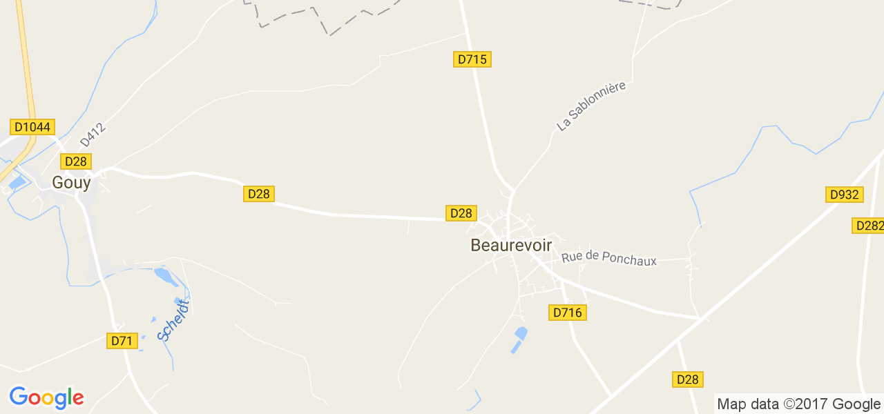 map de la ville de Beaurevoir