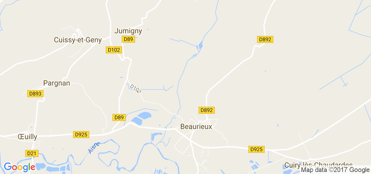 map de la ville de Beaurieux