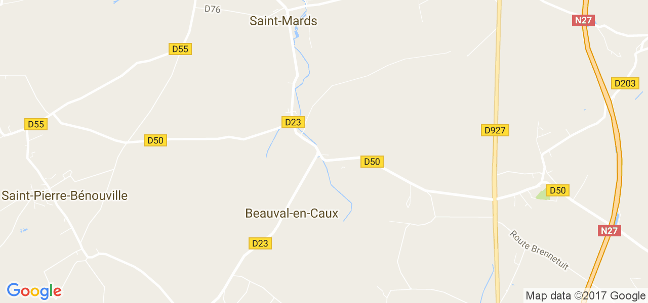 map de la ville de Beauval-en-Caux