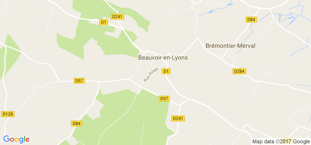 map de la ville de Beauvoir-en-Lyons