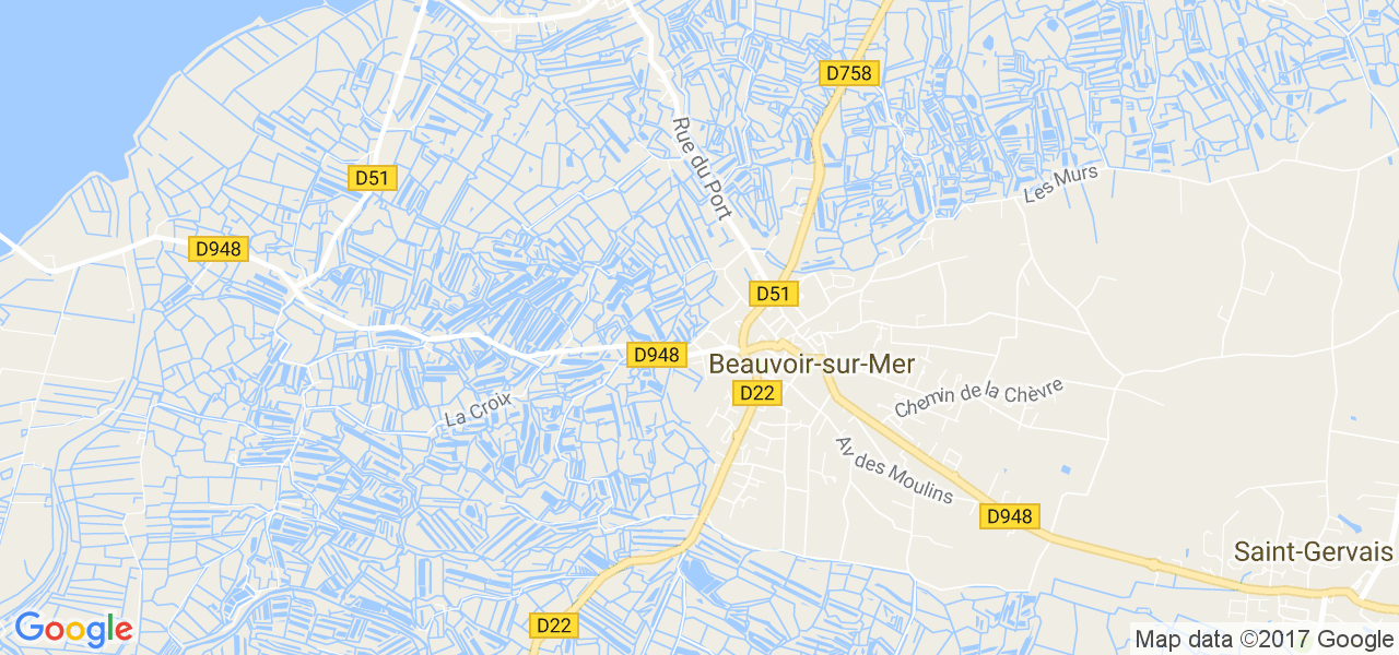 map de la ville de Beauvoir-sur-Mer