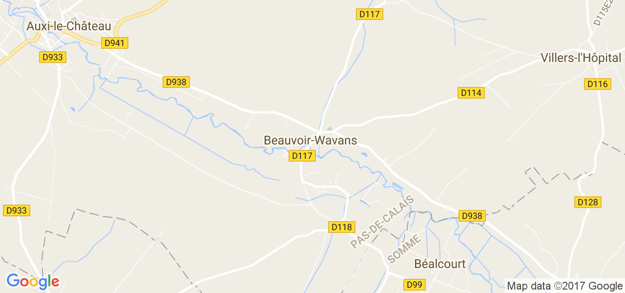 map de la ville de Beauvoir-Wavans