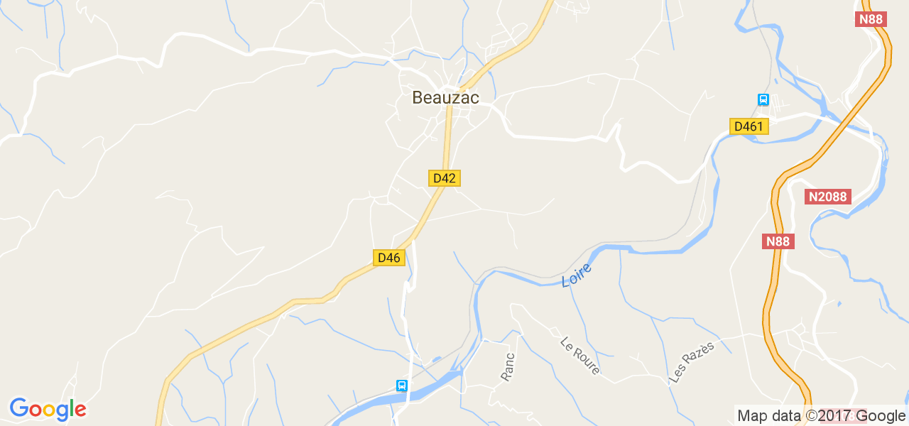 map de la ville de Beauzac