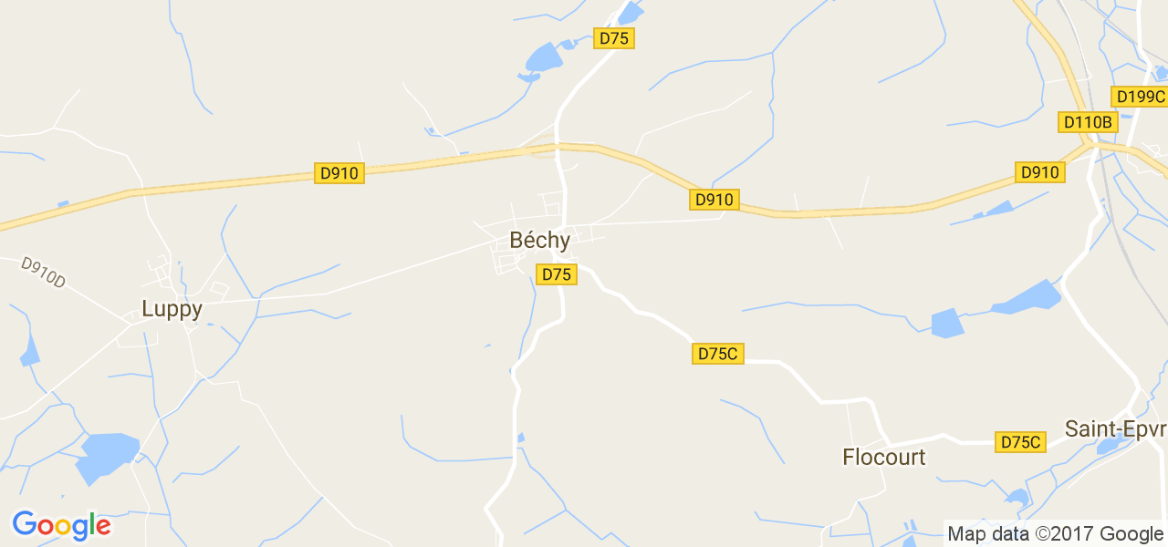 map de la ville de Béchy