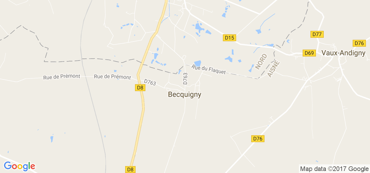 map de la ville de Becquigny