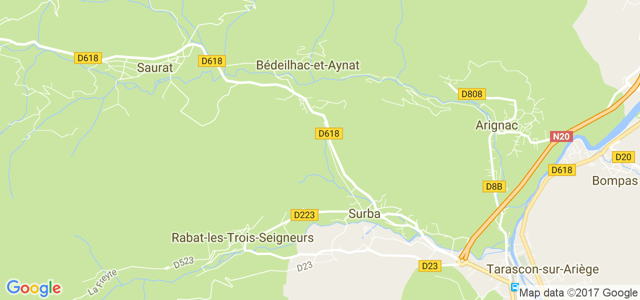 map de la ville de Bédeilhac-et-Aynat