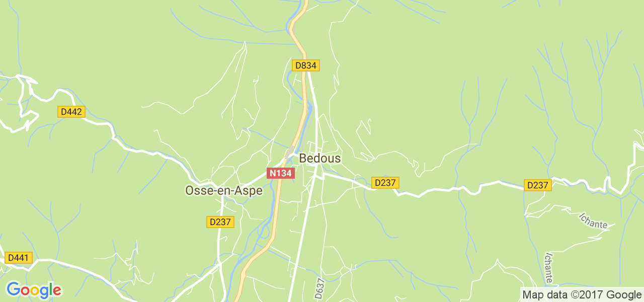 map de la ville de Bedous