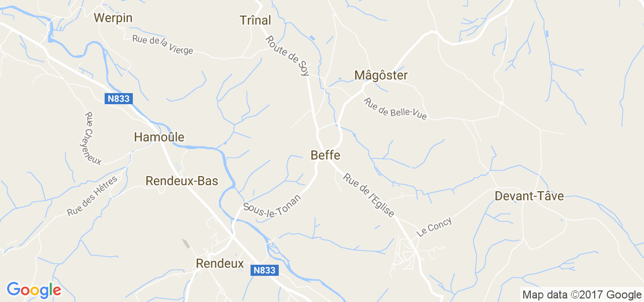 map de la ville de Beffe