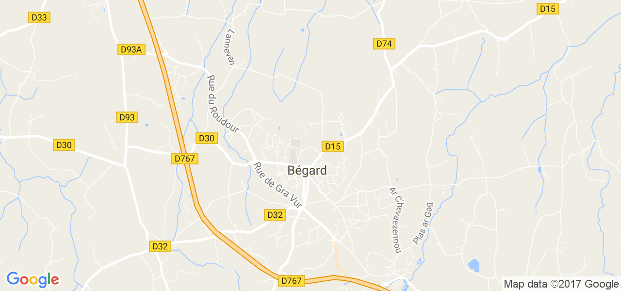 map de la ville de Bégard